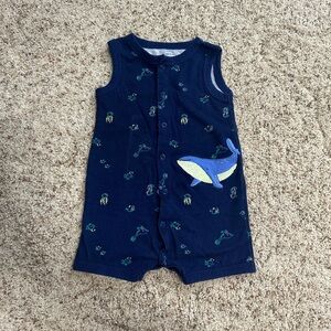 Carter’s Baby Boy Navy Whale Print Sleeveless Romper Onesie. Size 18mos. NWOT!